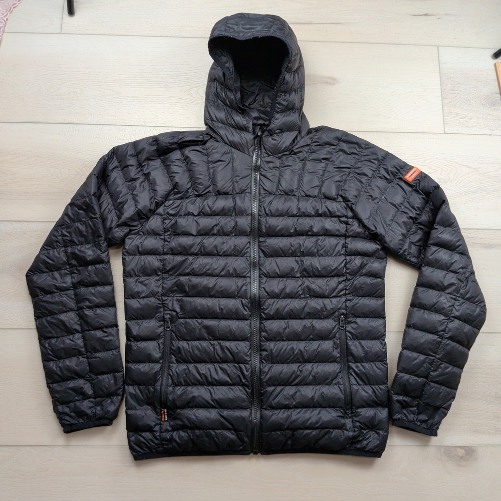 Superdry Core Down Mens XL Hooded Puffer Jacket Black M50000DR